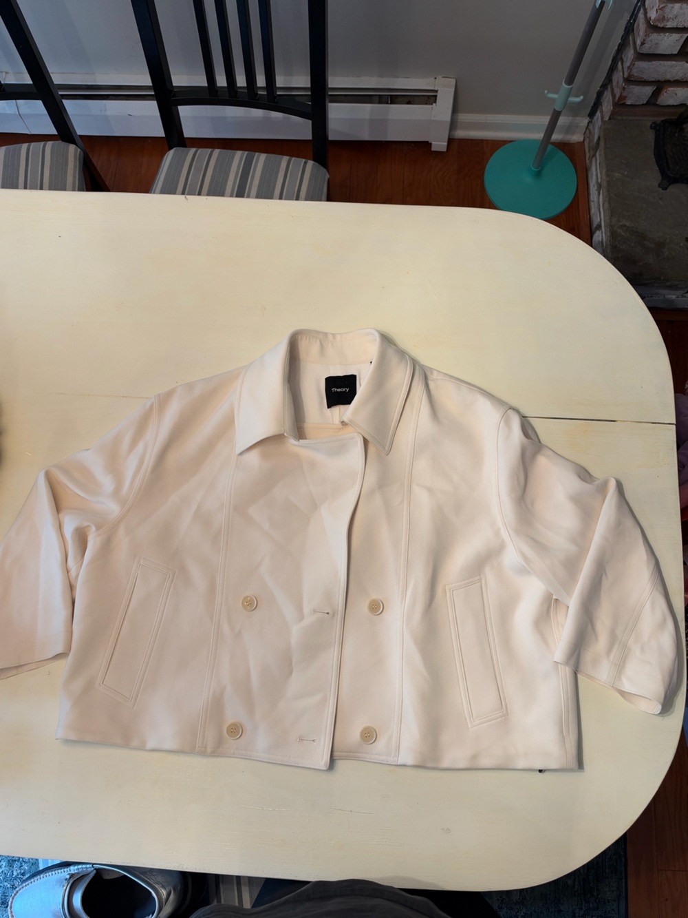 Theory Cream Double-Breasted Trench Coat